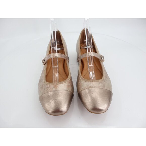 Born Batti Mary Jane Flat Shoes Size 8 Gold Leather Cap Toe Ballet Pointed - Picture 3 of 12